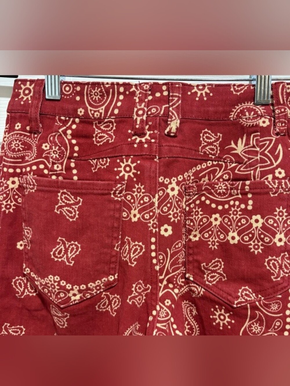 Loveimgs Women's Boyfriend Baggy Barrel Red Paisley Jean Size Medium US 8-10 NWT - Picture 6 of 13